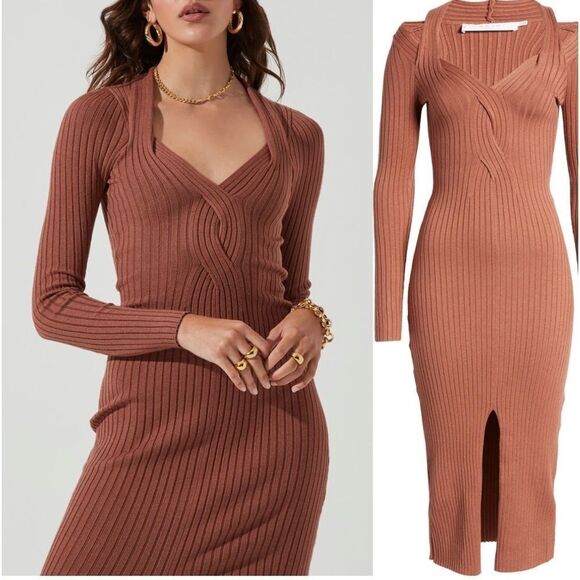 ASTR The Label Long Sleeve Twist Front Sweater Dress - Picture 9 of 9